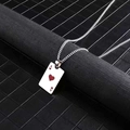 Hip hop style silver necklace featuring an Ace of Hearts playing card pendant charm - Titanium Steel Hearts A / Curb Chain 60cm