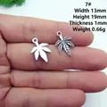 Detailed view of silver alloy leaf pendant with size 13x19mm and 0.66g weight specifications - 7# Maple Leaf
