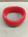 Minimalist chunky round red acrylic bangle with glossy finish and geometric resin style - Red