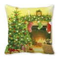 Square Christmas tree pillowcase with fireplace and stockings festive print - Style 6 (Fireplace & Christmas Tree) / 18x18 Inch