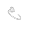 Verstelbare S925 sterling zilveren ring met geborsteld mat hartvormig ontwerp - Verstelbaar Open / Enkele Hartstijl-Zilver (JA894)