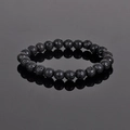 8mm natural black lava stone beaded bracelet for men and women with porous texture - Lava Stone