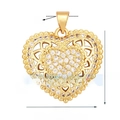 Herzanhänger in Gold mit Zirkonia-Besatz und filigranem, hohl gearbeitetem Design - L196054-Goldenes Hohlperlenherz