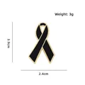 Petite broche ruban en émail noir avec bordure dorée 3.9cm x 2.4cm et poids de 3g - Petit / Noir/Or