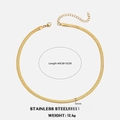 Golden 5mm flat snake bone chain necklace in stainless steel with 40+5cm length - 40+5CM Length, 5mm Width / Gold