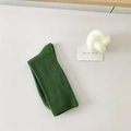 Dark green cotton crew socks in ribbed knit style for a minimalist summer look - Dark Green