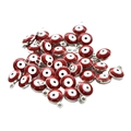 Rote Böse Blick Emaille Anhänger für DIY Schmuck mit silberner Metallbasis Details - Rot-Silberner Rand