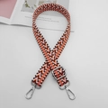 Adjustable crossbody bag strap with orange and pink geometric chevron woven pattern - White Coffee Orange + Silver Hook