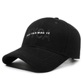 Cappellino da baseball classico in cotone nero con ricamo NYCA e visiera curva trendy - Regolabile / Nero