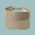 Detail of khaki visor hat showing adjustable velcro strap and premium twill cotton fabric - Adjustable / Khaki