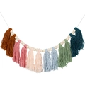 Guirnalda bohemia con borlas arcoíris y cuentas de madera para decoración de pared festiva - Color 2