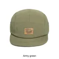 Casquette camper 5 pans vert armée séchage rapide avec écusson en cuir brun sur fond blanc - Réglable / Vert Militaire