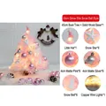45cm rosa Mini-Weihnachtsbaum-Set mit Federn, Holzsockel und LED-Lichterkette - 45cm Schneestern & Glocke Stil Set