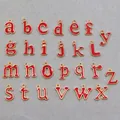 DIY jewelry set of 26 lowercase English letters in red enamel and golden metal alloy - Alphabet Set (DY147) / Set of 26 / Style 28 Red