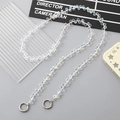 Close-up of crystal beaded crossbody strap with silver metal round spring ring clasps - Iridescent Teardrop Crossbody Chain / Colorful