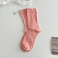 Soft pink cotton crew socks for women with a comfortable elastic mid-calf design - Light Pink