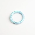 Close-up of a light blue iridescent round spring ring clasp for DIY jewelry making - Light Blue (High Quality Plating)