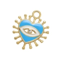 Ciondolo a cuore dorato con malocchio in smalto blu e intarsio di strass lucidi - Azzurro