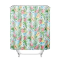 Waterproof polyester shower curtain with pink flamingo and tropical palm leaf patterns - Flamingo