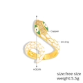 Anillo serpiente con esmalte blanco y ojos verdes en cobre bañado en oro 18k - Talla Única/Talla 7 / Oro Blanco