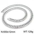 Bracelet gourmette cubaine pour homme en acier inoxydable argent 650x12mm 129g - Collier Argent