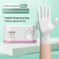Guantes de nitrilo blancos desechables 9 pulgadas pack de 10 material flexible - 10 9 Pulgadas Tamaño M Blanco