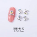 Macro di gemme per unghie a forma di cuore argento da 7,5 mm con strass lucidi - Luce Celeste Aurora (8832)
