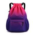 Gradient pink purple drawstring backpack gym sports bag casual travel fitness daypack - Red Blue Gradient