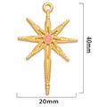 Pendentif étoile octagramme dorée avec pierre rose, breloque en acier de 40mm - Rose