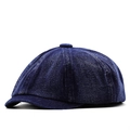 Classico berretto newsboy in denim blu scuro con pannelli ottagonali vintage - M (56-58cm) / Blu scuro