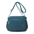 Borsa a tracolla in nylon impermeabile verde petrolio con tracolla regolabile e zip - Blu Posta