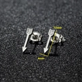 Silver minimalist arrow stud earrings in stainless steel, measuring 12mm by 4mm - Arrow / Steel