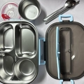 Blue four-compartment 304 stainless steel lunch box set with soup bowl and cutlery - Blue 4-Compartment 1.5L with Soup Bowl (No Cutlery)