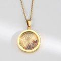 18K gold circular St. Benedict religious pendant necklace with colorful inlay - St. Benedict (Gold Color)