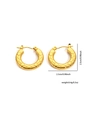 Detailed size view of gold titanium earrings with unique honeycomb texture and dimensions - Gold Honeycomb Texture Hoop Style (#0254)