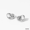 Boucles d'oreilles cœur en acier inoxydable 316L avec perle élégante dorée - Argenté