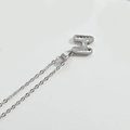 Minimalist silver H-letter pendant necklace with a sleek round link chain on white background - Letter H / Silver