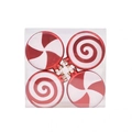 Set di 4 palline di Natale con spirale rossa e bianca in confezione trasparente - Ciondoli a Disco Rotondo Rossi e Bianchi (Set di 4)