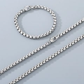 Set di gioielli fatti a mano con collana e bracciale a catena di perle d'argento unisex - Catena Veneziana da 5mm / Bracciale 19.5cm