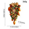 50cm LED Christmas upside-down wreath with gold ornaments, red berries and burlap bow - K1-5 Yellow Snowflake Swag