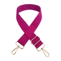 Adjustable magenta 3.8cm wide strap with retro jacquard pattern and gold metal hardware - Rose Red / Gold Buckle