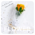 Handmade yellow pipe cleaner rose bouquet wrapped in white mesh with greeting card - Finished with Wrapping-Orange Yellow