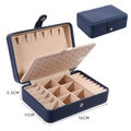 Blue double-layer portable leather jewelry box with compartments and size 16x11x5.5cm - 16*11*5cm / Navy Blue
