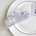 Square acrylic hair claw clip with purple and white terrazzo pattern in a white dish - 10cm / Fresh Purple
