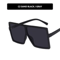 Gafas de sol cuadradas retro oversize en negro mate arena con lentes gris oscuro - Negro Mate Gris Completo