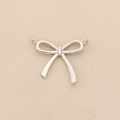 Polished silver bow pendant connector in high-quality metal for DIY jewelry making - Double Loop Bow (PJ0466) / Silver