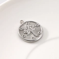 Silver celestial moon pendant with tree branch relief and 18K vacuum plating finish - Steel Tree of Life (KLJ8475-Z)