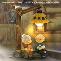 Elderly couple on bench resin figurine with lamp and cat for cake and car decor - Old Couple Figurine / 935-9 Holding Cat Night Light