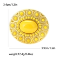 Spilla ovale vintage dorata con strass gialli e specifiche delle dimensioni - Giallo