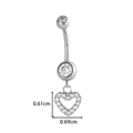 Silver heart belly button ring in G23 titanium with sparkling cubic zirconia inlay - Silver Heart Pendant Style (T2530-8#Silver)